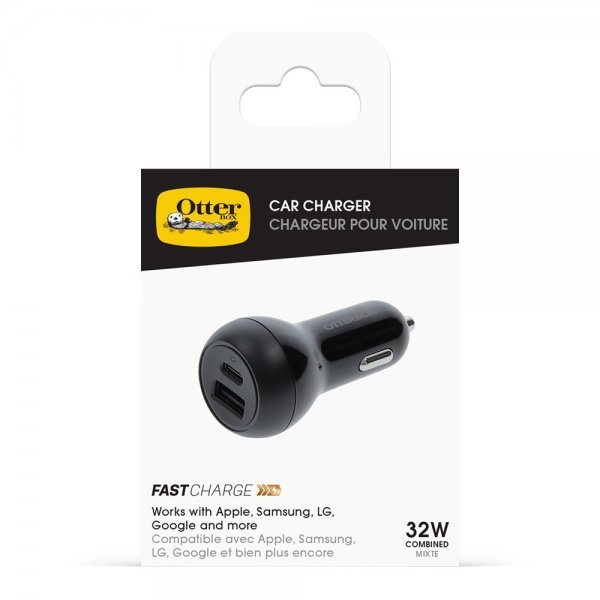 - Billaddare - USB-C 20W & USB-A 12W - Svart