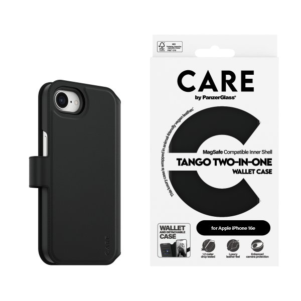 - iPhone 16e/17e - Fodral - Tango Two-in-One Wallet MagSafe - Svart
