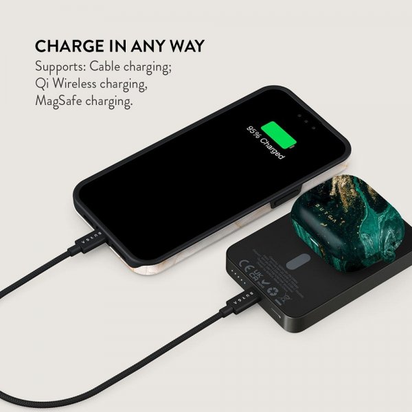 - Powerbank - MagSafe 5000 mAh - Emerald Pool - Metallgrå