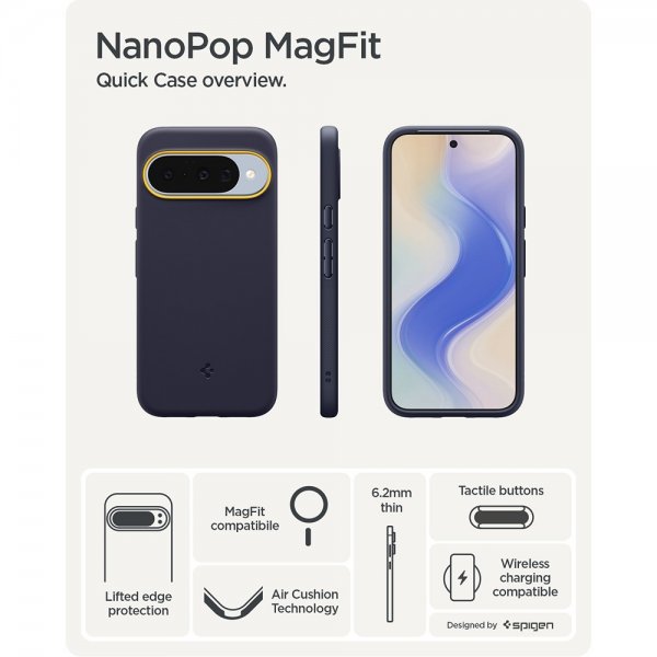 - Google Pixel 10/Pixel 10 Pro - Skal - Nano Pop MagFit - Blueberry Navy