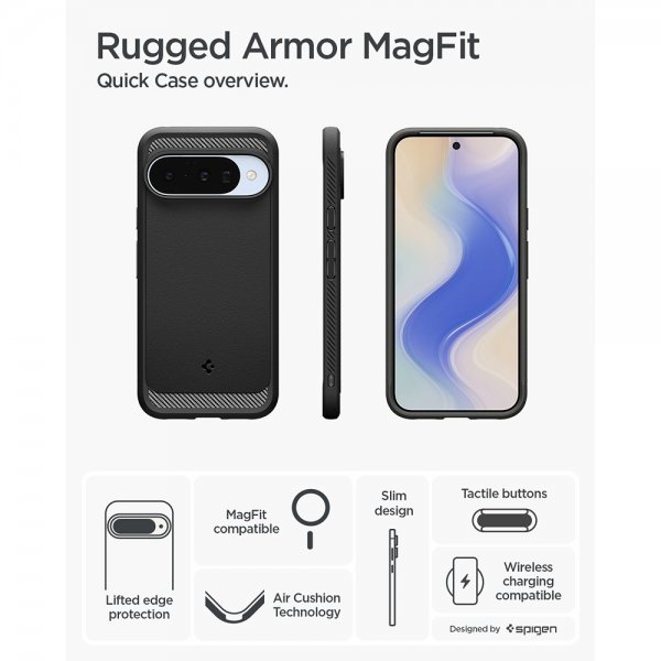 - Google Pixel 10/Pixel 10 Pro - Skal - Rugged Armor MagFit - Matte Black