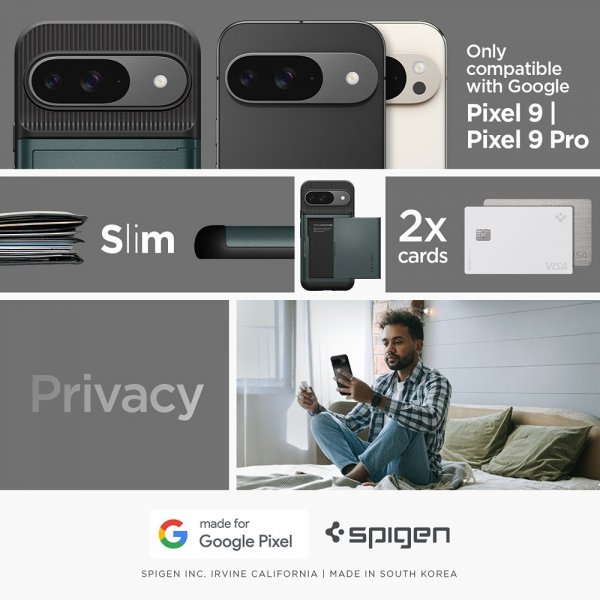- Google Pixel 9/Pixel 9 Pro - Skal - Slim Armor CS - Abyss Green