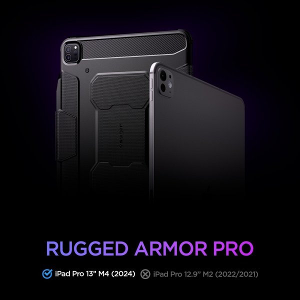 - iPad Pro 13 (M4) - Fodral - Rugged Armor Pro - Svart
