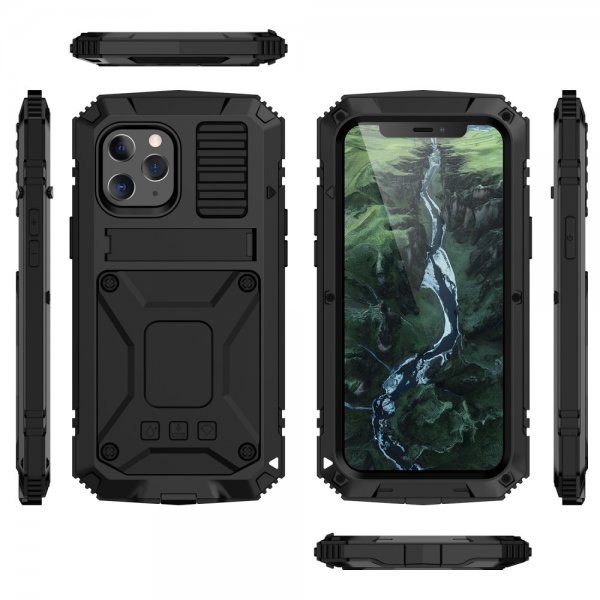 - iPhone 12 Pro Max - Skal - Metall Stöttåligt - Svart