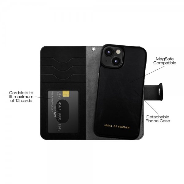 - iPhone 13/14/15/16e/17e - Fodral - Magnet Wallet+ MagSafe - Svart
