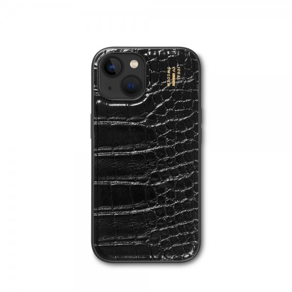 - iPhone 13/14/15/16e/17e - Skal - Vegan Leather Case MagSafe - Black Croco