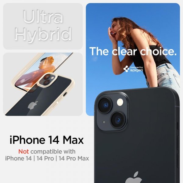 - iPhone 14 Plus - Skal - Crystal Hybrid - Sand Beige