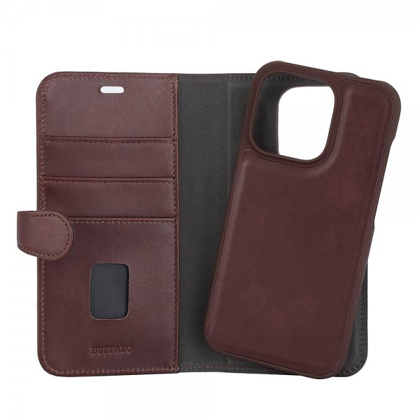 - iPhone 14 Pro - Fodral - 2-in-1 Detachable Wallet - Brun