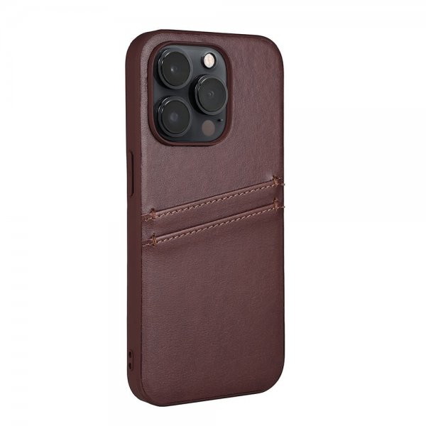 - iPhone 14 Pro - Skal - Backcover with Card Slots - Brun