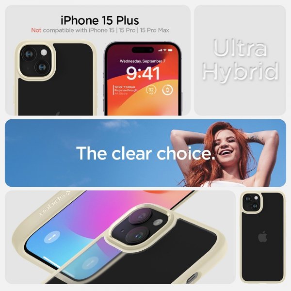 - iPhone 15 Plus - Skal - Ultra Hybrid - Mute Beige