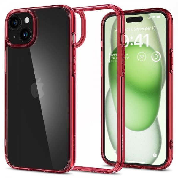 - iPhone 15 Plus - Skal - Ultra Hybrid - Red Crystal