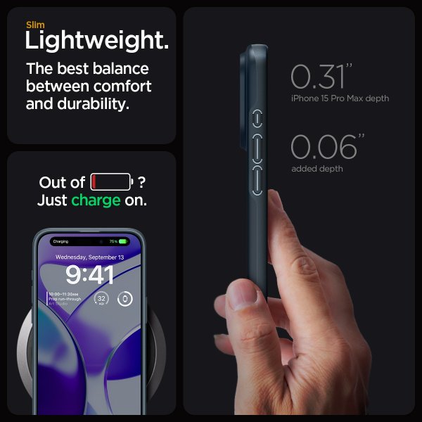 - iPhone 15 Pro Max - Skal - Thin Fit - Metal Slate