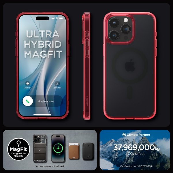 - iPhone 15 Pro Max - Skal - Ultra Hybrid MagFit - Frost Deep Red