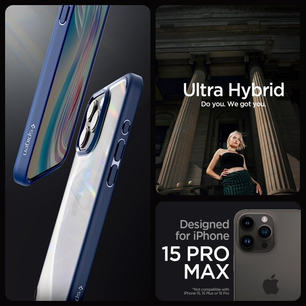 - iPhone 15 Pro Max - Skal - Ultra Hybrid - Navy Blue
