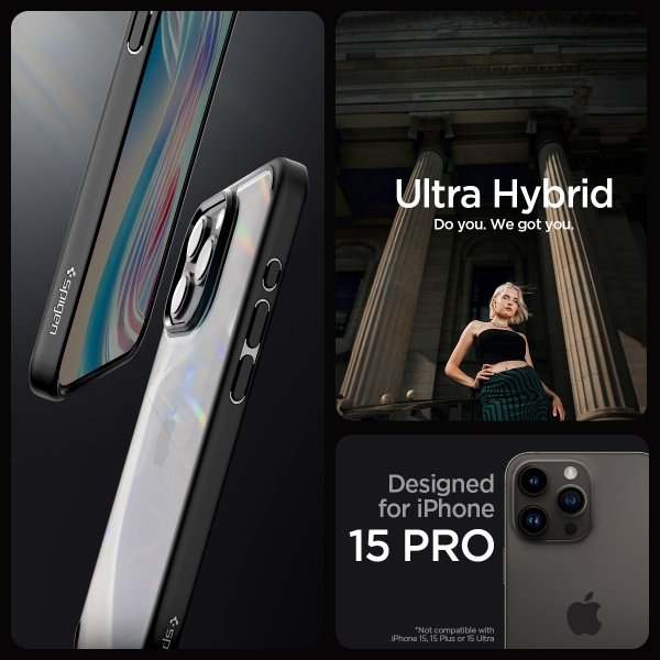 - iPhone 15 Pro - Skal - Ultra Hybrid Matte - Matte Black