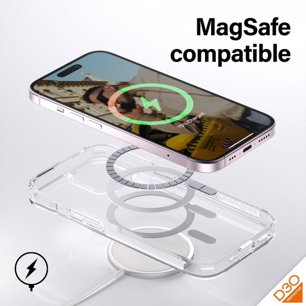 - iPhone 15 - Skal - HardCase MagSafe D3O - Transparent