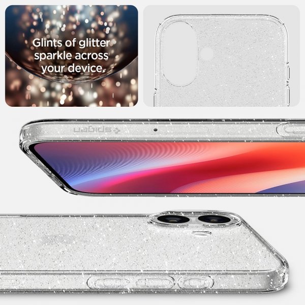 - iPhone 16 Plus - Skal - Liquid Crystal Glitter - Crystal Quartz