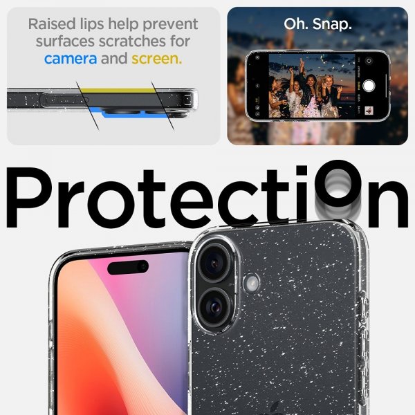 - iPhone 16 Plus - Skal - Liquid Crystal Glitter - Crystal Quartz