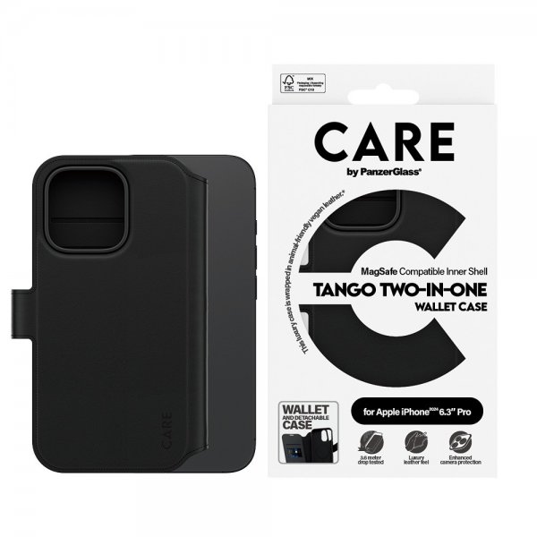 - iPhone 16 Pro - Fodral - Tango Two-in-One Wallet MagSafe - Svart