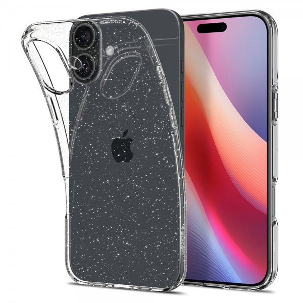 - iPhone 16 - Skal - Liquid Crystal Glitter - Crystal Quartz