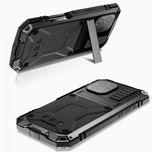 - iPhone 16 - Skal - Metall Stöttåligt - Svart