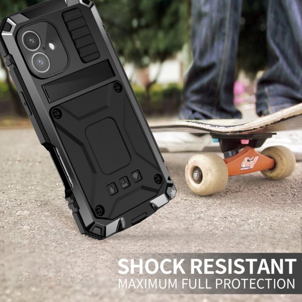 - iPhone 16 - Skal - Metall Stöttåligt - Svart
