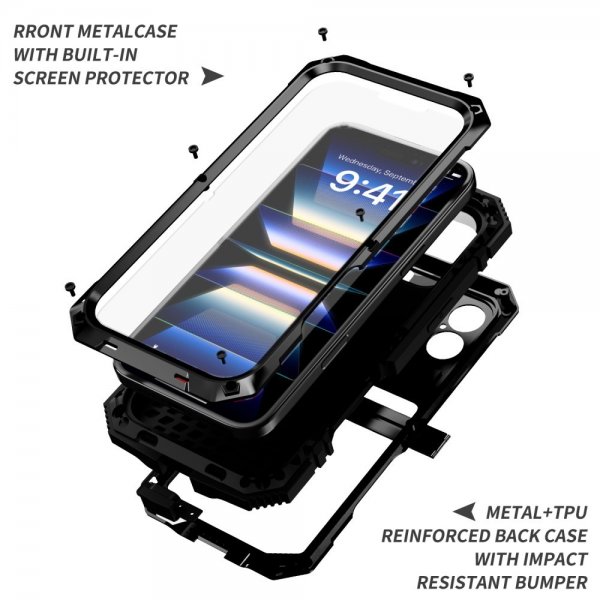 - iPhone 16 - Skal - Metall Stöttåligt - Svart