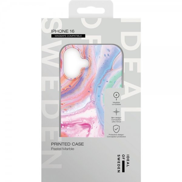 - iPhone 16 - Skal - Printed Case MagSafe - Pastel Marble