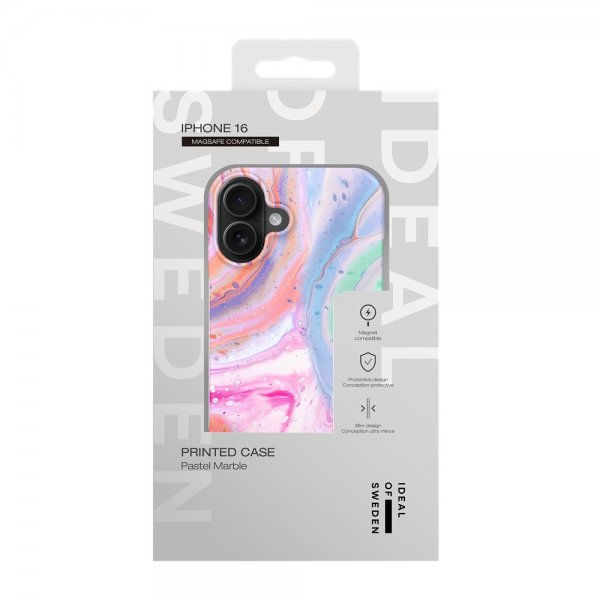 - iPhone 16 - Skal - Printed Case MagSafe - Pastel Marble