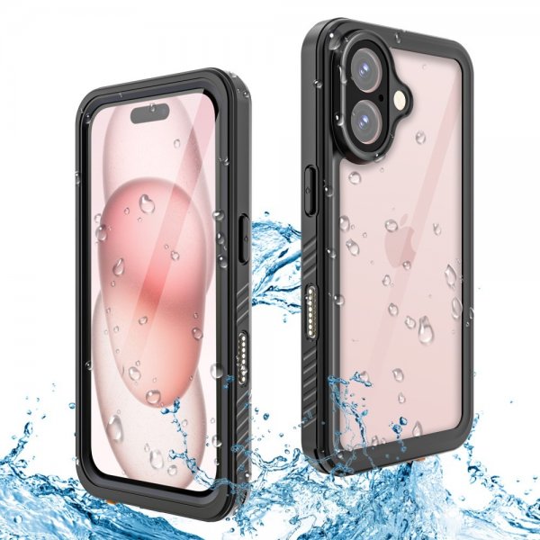 - iPhone 16 - Skal - Vattentåligt IP68 - Svart