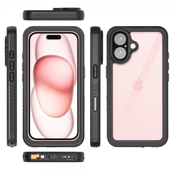 - iPhone 16 - Skal - Vattentåligt IP68 - Svart