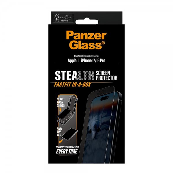 - iPhone 17/iPhone 16 Pro - Skärmskydd - Ultra-Wide Fit Stealth Fastfit
