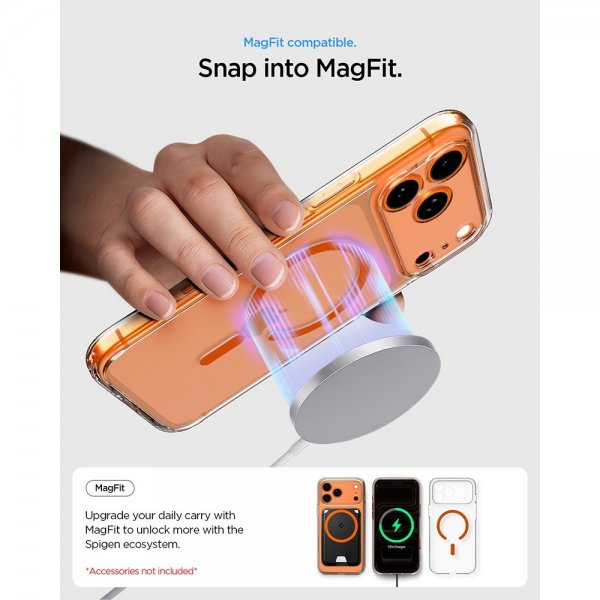 - iPhone 17 Pro Max - Skal - Ultra Hybrid MagFit - Clear Orange
