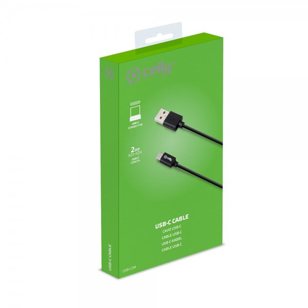 - Kabel - USB-A till USB-C - 2m Svart