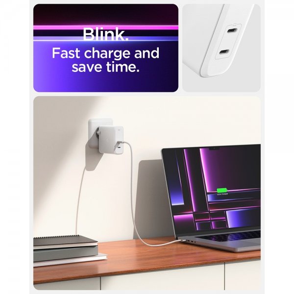 - Laddare - ArcStation Pro GaN Dual Port 140W - Vit