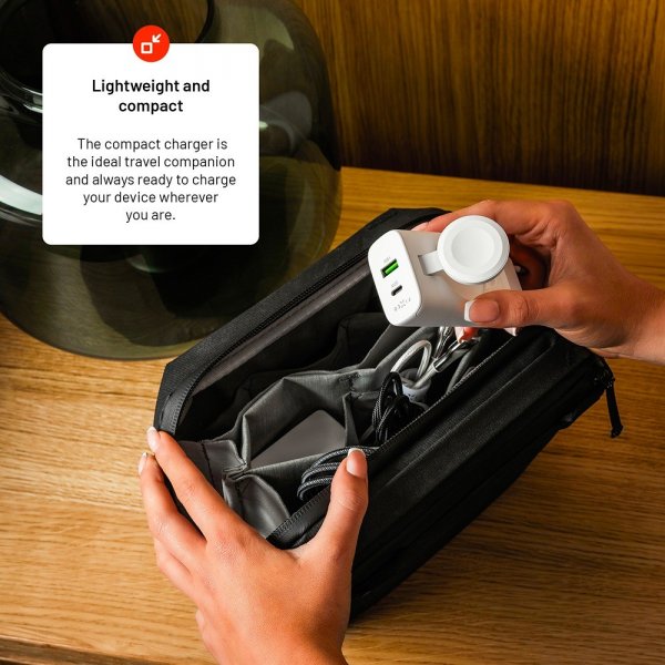 - Laddare - GaN 33W Apple Watch/USB-C/USB-A