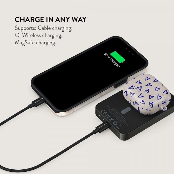 - Powerbank - MagSafe 5000 mAh - Love Me Right - Metallgrå