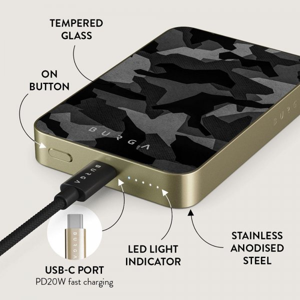 - Powerbank - MagSafe 5000 mAh - Night Black Camo - Gold
