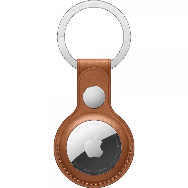 - AirTag - Hållare - Leather Key Ring - Saddle Brown