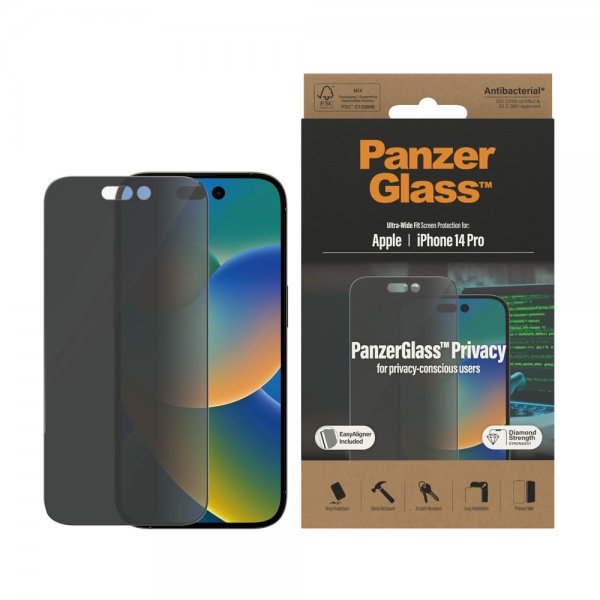 - iPhone 14 Pro - Skärmskydd - Ultra-Wide Fit Privacy EasyAligner