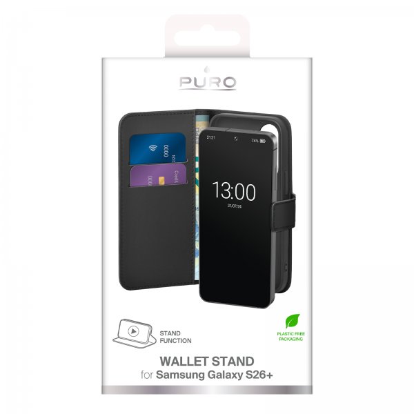 - Samsung Galaxy S26 Plus - Fodral - Wallet Stand - Svart