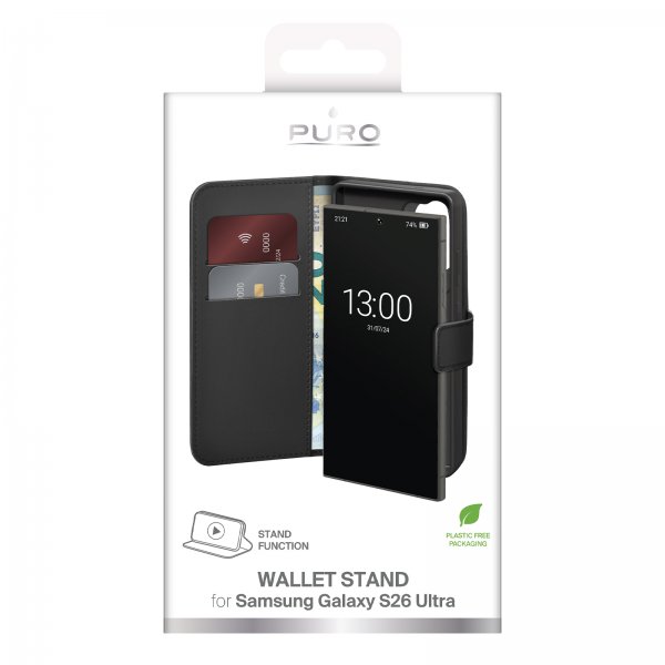 - Samsung Galaxy S26 Ultra - Fodral - Wallet Stand - Svart
