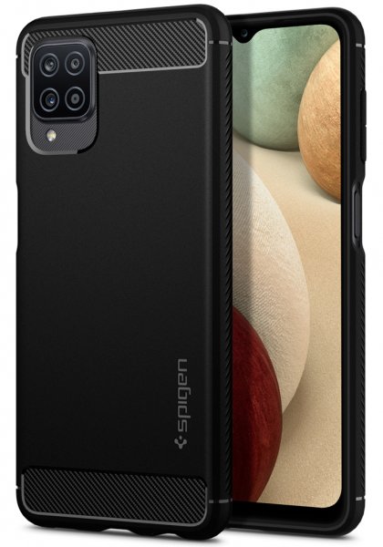 - Samsung Galaxy A12 - Skal - Rugged Armor - Matte Black