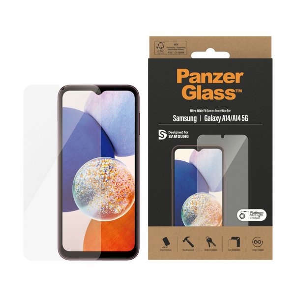 - Samsung Galaxy A14 - Skärmskydd - Ultra-Wide Fit