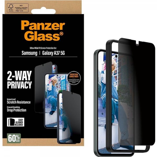 - Samsung Galaxy A37 - Skärmskydd - Ultra-Wide Fit Privacy EasyAligner