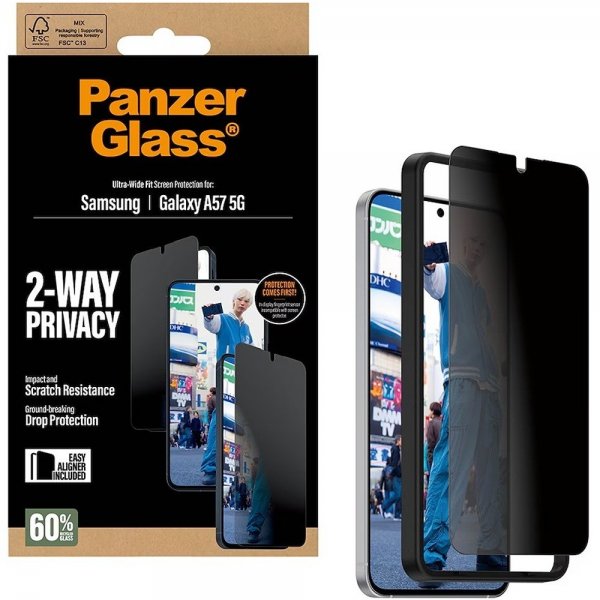 - Samsung Galaxy A57 - Skärmskydd - Ultra-Wide Fit Privacy EasyAligner