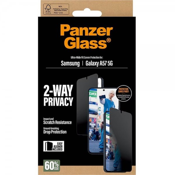 - Samsung Galaxy A57 - Skärmskydd - Ultra-Wide Fit Privacy EasyAligner