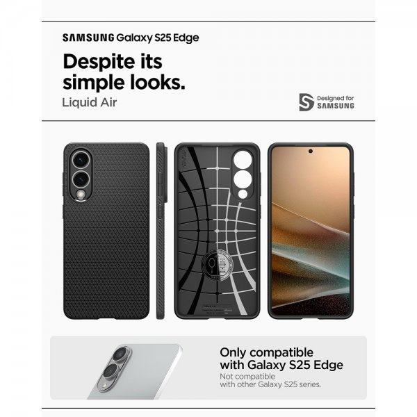 - Samsung Galaxy S25 Edge - Skal - Liquid Air - Matte Black