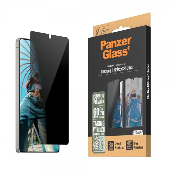 - Samsung Galaxy S25 Ultra - Skärmskydd - Ultra-Wide Fit Privacy EasyAligner