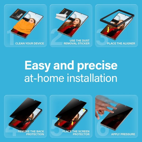 - Samsung Galaxy S25 Ultra - Skärmskydd - Ultra-Wide Fit Privacy EasyAligner